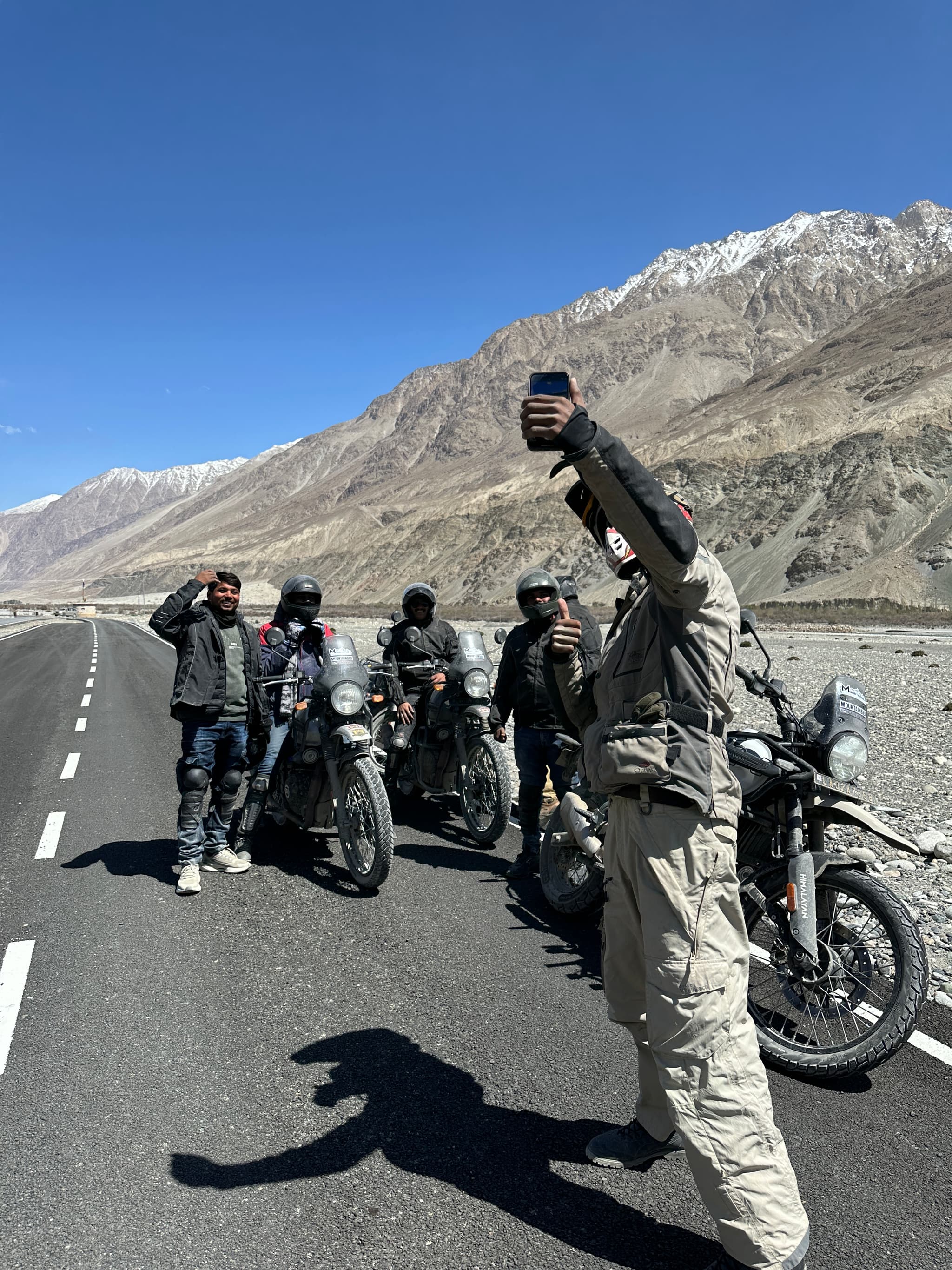 MountainBea bike group on Ladakh highway BRO roads — Himalayan motorcycle expedition
