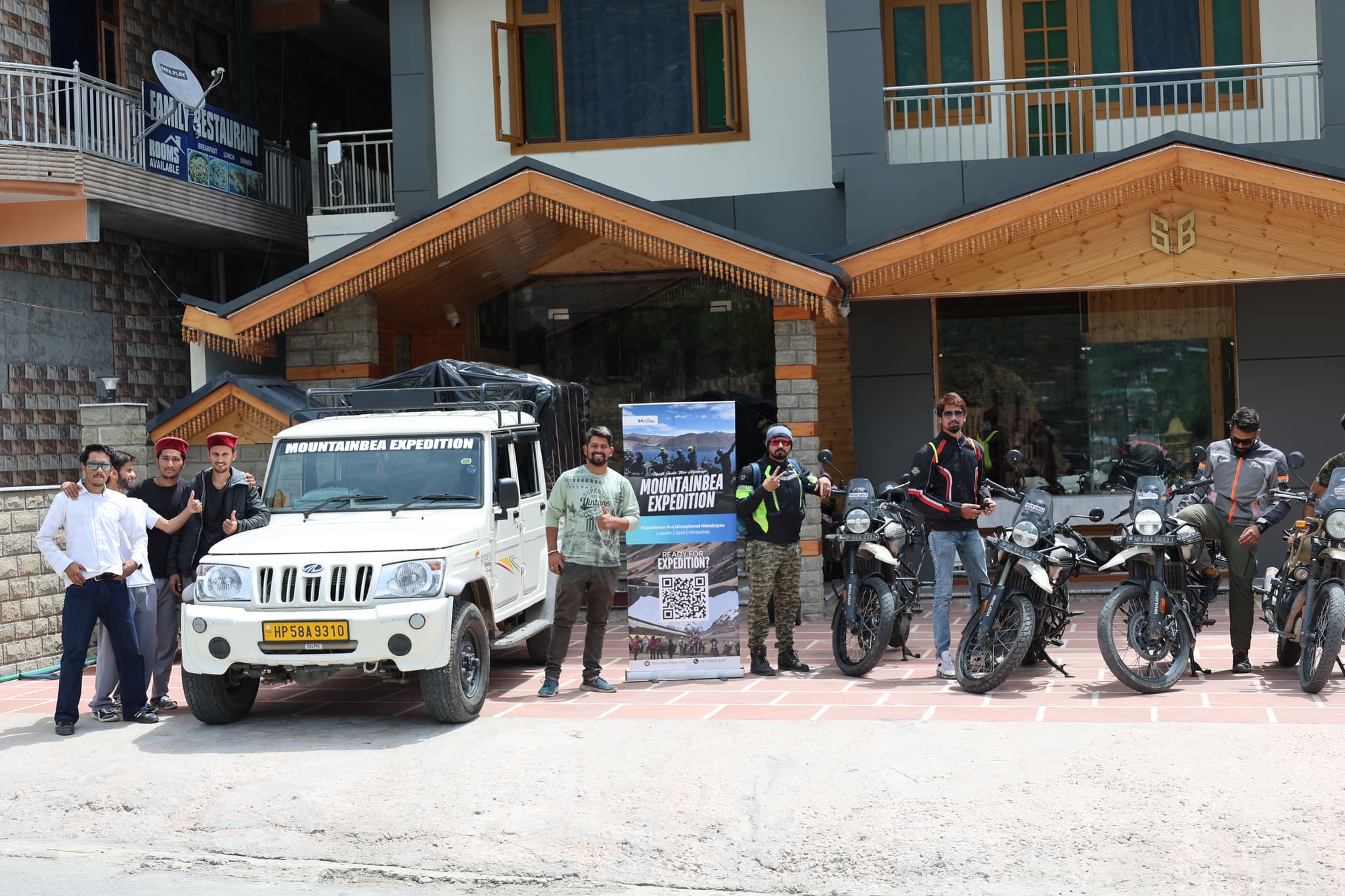 MountainBea Royal Enfield Himalayan bike & 4x4 SUV expedition fleet in the Indian Himalayas — Spiti Valley & Leh Ladakh tours